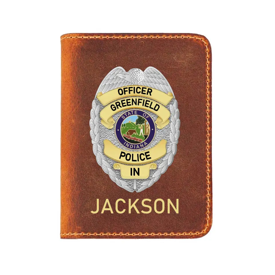 Personalized US Police Badge Police Officer Custom Name Leather Card Wallet QTKH241917
