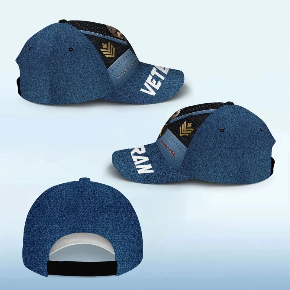 Personalized Canadian Army Veteran Rank Gold This We'll Defend Proundly Served Cap 3D Printed AHVA241936