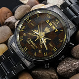 Personalized Canadian Army Veteran Canadian Military Logo Custom Rank Gold & Service Time Watch Printed AHVA241938