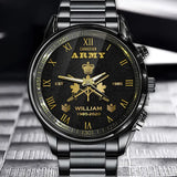 Personalized Canadian Army Veteran Canadian Military Logo Custom Rank Gold & Service Time Watch Printed AHVA241938