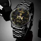 Personalized Canadian Army Veteran Canadian Military Logo Custom Rank Gold & Service Time Watch Printed AHVA241938