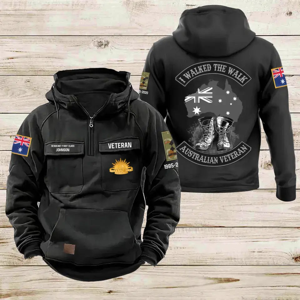 Personalized I Walked The Walk Australian Veteran Australian Military Logo & Rank Camo American Retro Hooded Sweatshirt Printed AHVA241939