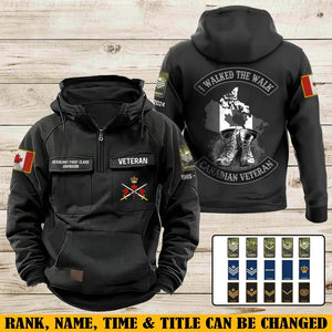 Personalized I Walked The Walk Canadian Veteran Canadian Military Logo & Rank Camo American Retro Hooded Sweatshirt Printed AHVA241939