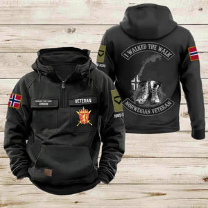 Personalized I Walked The Walk Norwegian Veteran Norwegian Military Logo & Rank Camo American Retro Hooded Sweatshirt Printed AHVA241939