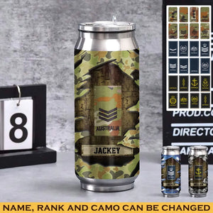 Personalized Australian Veteran Rank Camo Custom Name Stainless Steel 3D Print Cup Printed VA241942
