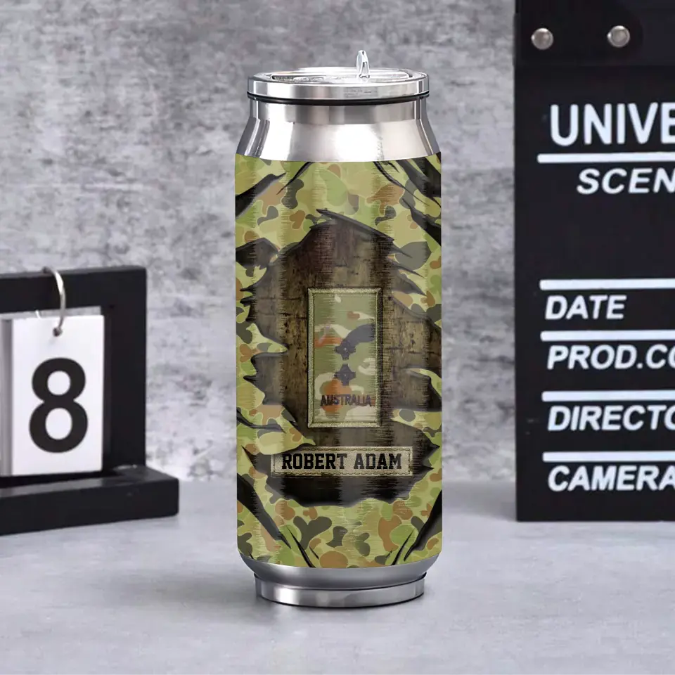 Personalized Australian Veteran Rank Camo Custom Name Stainless Steel 3D Print Cup Printed VA241942