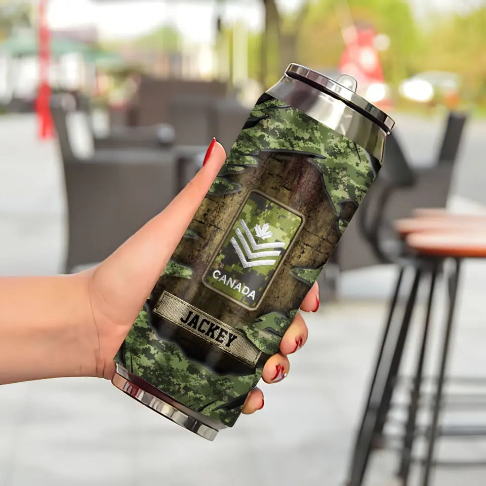 Personalized Canadian Veteran Rank Camo Custom Name Stainless Steel 3D Print Cup Printed VA241942