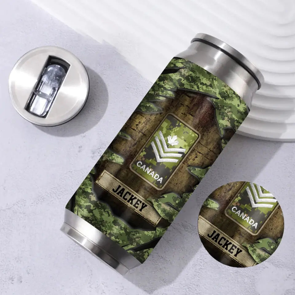 Personalized Canadian Veteran Rank Camo Custom Name Stainless Steel 3D Print Cup Printed VA241942