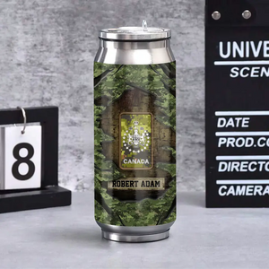 Personalized Canadian Veteran Rank Camo Custom Name Stainless Steel 3D Print Cup Printed VA241942
