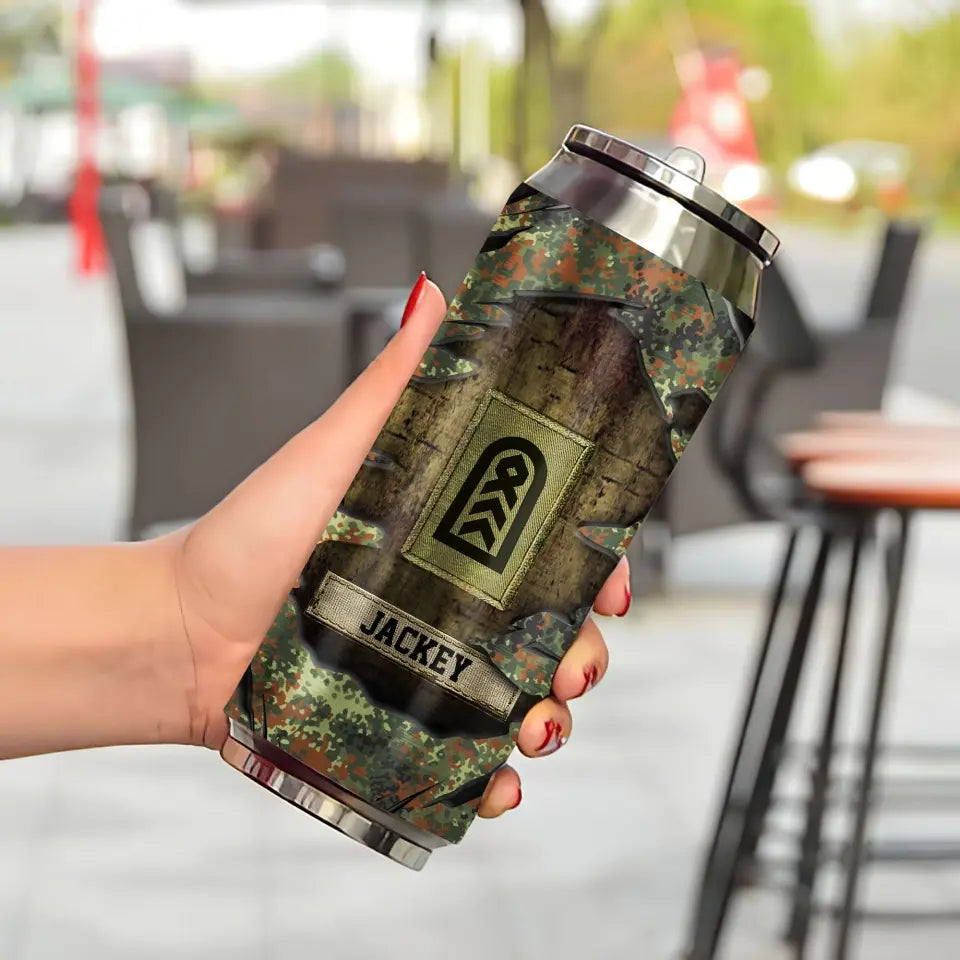 Personalized German Veteran Rank Camo Custom Name Stainless Steel 3D Print Cup Printed VA241942