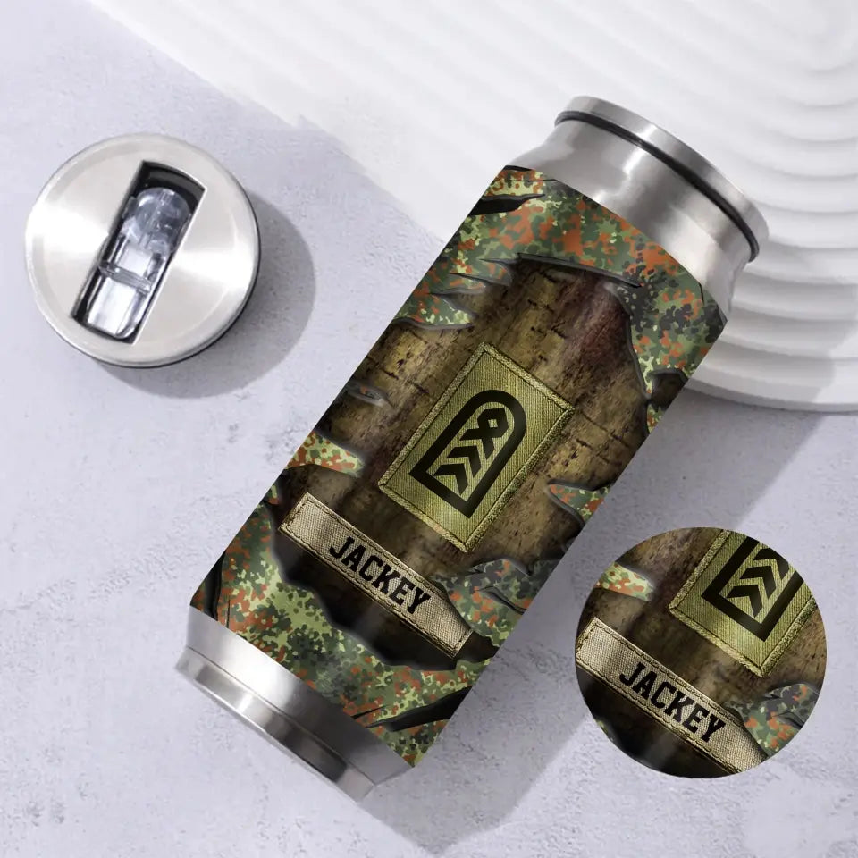 Personalized German Veteran Rank Camo Custom Name Stainless Steel 3D Print Cup Printed VA241942