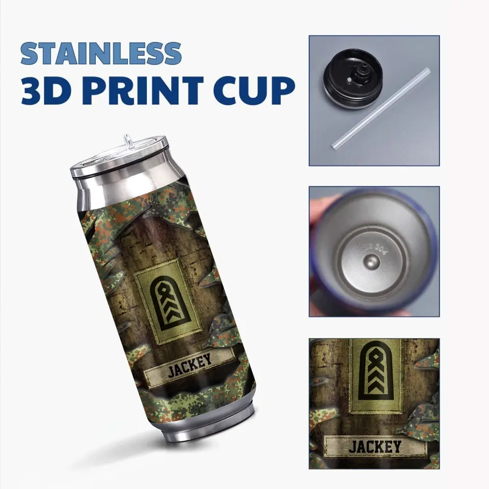 Personalized German Veteran Rank Camo Custom Name Stainless Steel 3D Print Cup Printed VA241942