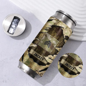 Personalized United State Veteran Rank Camo Custom Name Stainless Steel 3D Print Cup Printed VA241942