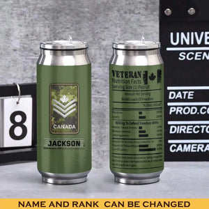 Personalized Canadian Veteran Rank Camo Veteran Nutrition Facts Stainless Steel 3D Print Cup Printed KVH241943