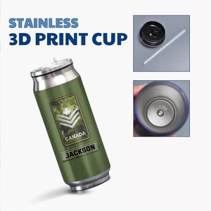 Personalized Canadian Veteran Rank Camo Veteran Nutrition Facts Stainless Steel 3D Print Cup Printed KVH241943