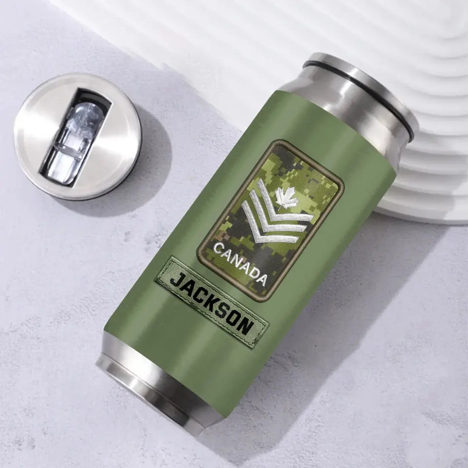 Personalized Canadian Veteran Rank Camo Veteran Nutrition Facts Stainless Steel 3D Print Cup Printed KVH241943