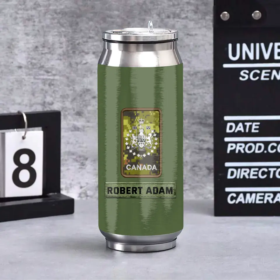 Personalized Canadian Veteran Rank Camo Veteran Nutrition Facts Stainless Steel 3D Print Cup Printed KVH241943