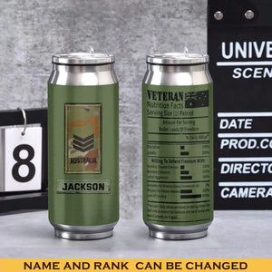 Personalized Australian Veteran Rank Camo Veteran Nutrition Facts Stainless Steel 3D Print Cup Printed KVH241944