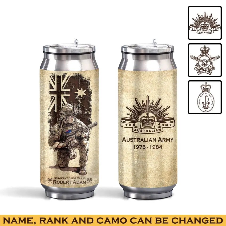 Personalized Australian Veteran Logo Custom Rank Camo & Name Stainless Steel 3D Print Cup Printed AHVA241945
