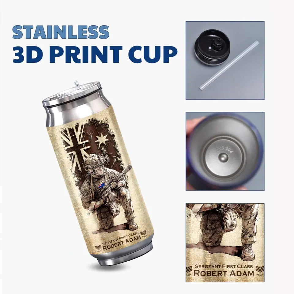 Personalized Australian Veteran Logo Custom Rank Camo & Name Stainless Steel 3D Print Cup Printed AHVA241945