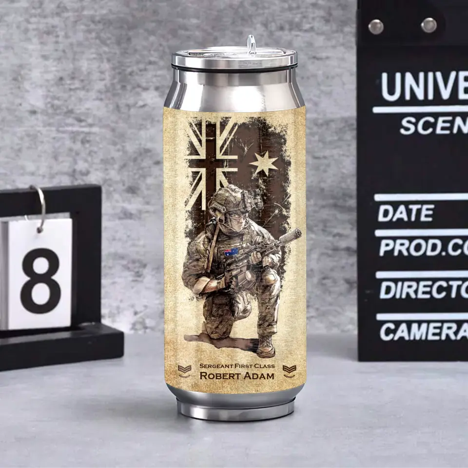 Personalized Australian Veteran Logo Custom Rank Camo & Name Stainless Steel 3D Print Cup Printed AHVA241945