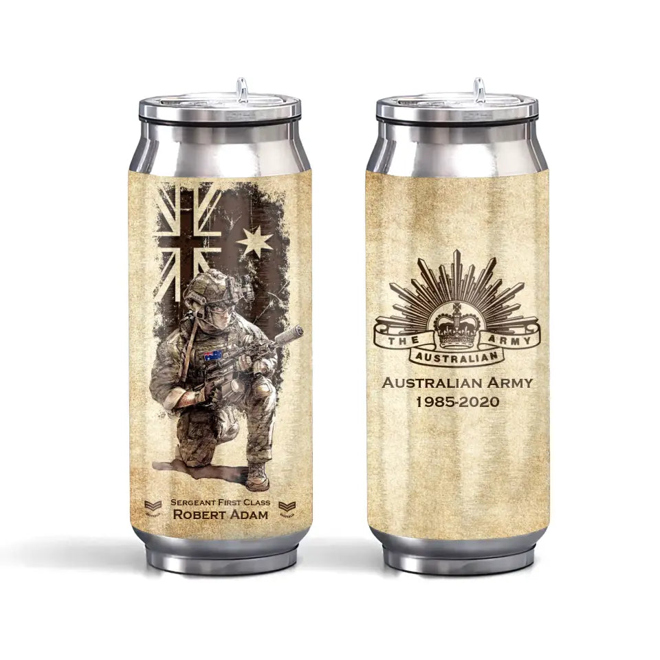 Personalized Australian Veteran Logo Custom Rank Camo & Name Stainless Steel 3D Print Cup Printed AHVA241945