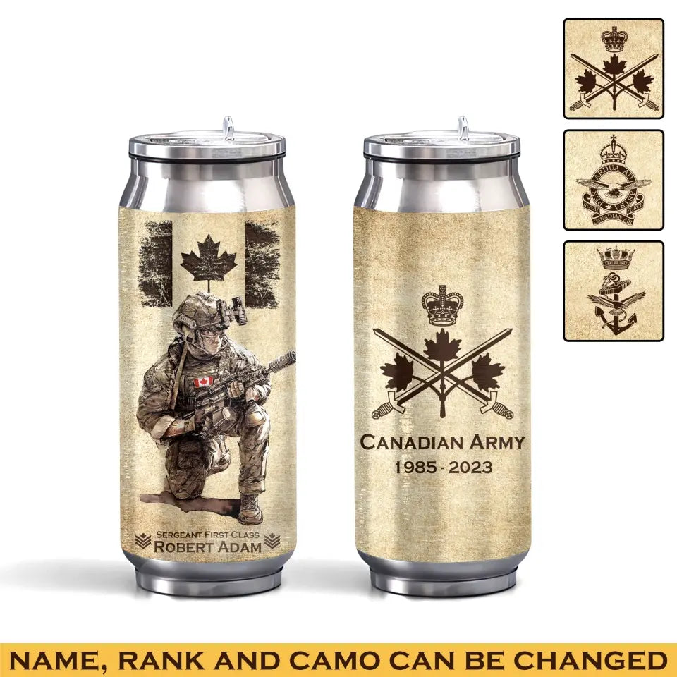 Personalized Canadian Veteran Logo Custom Rank Camo & Name Stainless Steel 3D Print Cup Printed AHVA241945