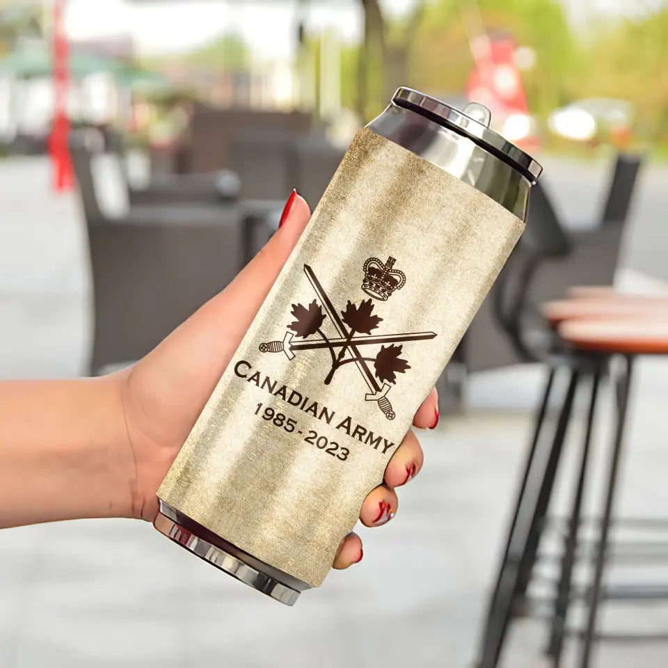 Personalized Canadian Veteran Logo Custom Rank Camo & Name Stainless Steel 3D Print Cup Printed AHVA241945