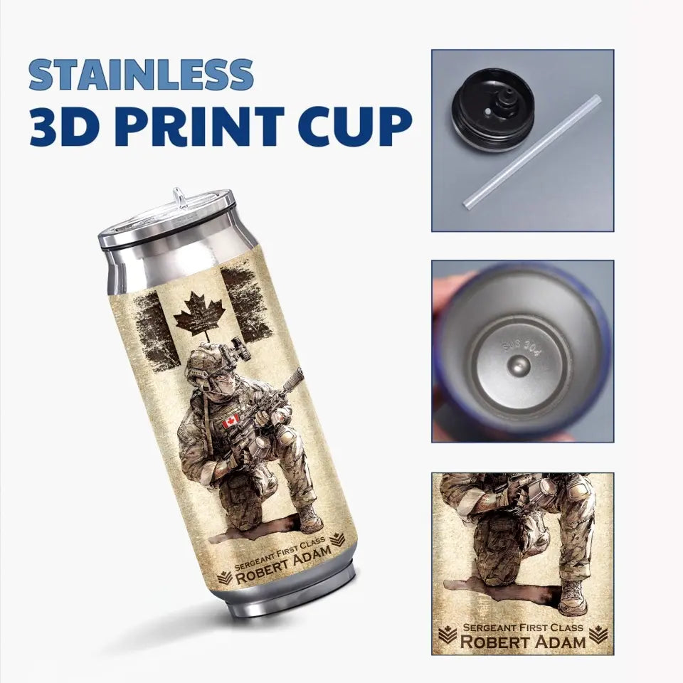 Personalized Canadian Veteran Logo Custom Rank Camo & Name Stainless Steel 3D Print Cup Printed AHVA241945