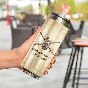 Personalized British Veteran Logo Custom Rank Camo & Name Stainless Steel 3D Print Cup Printed AHVA241945
