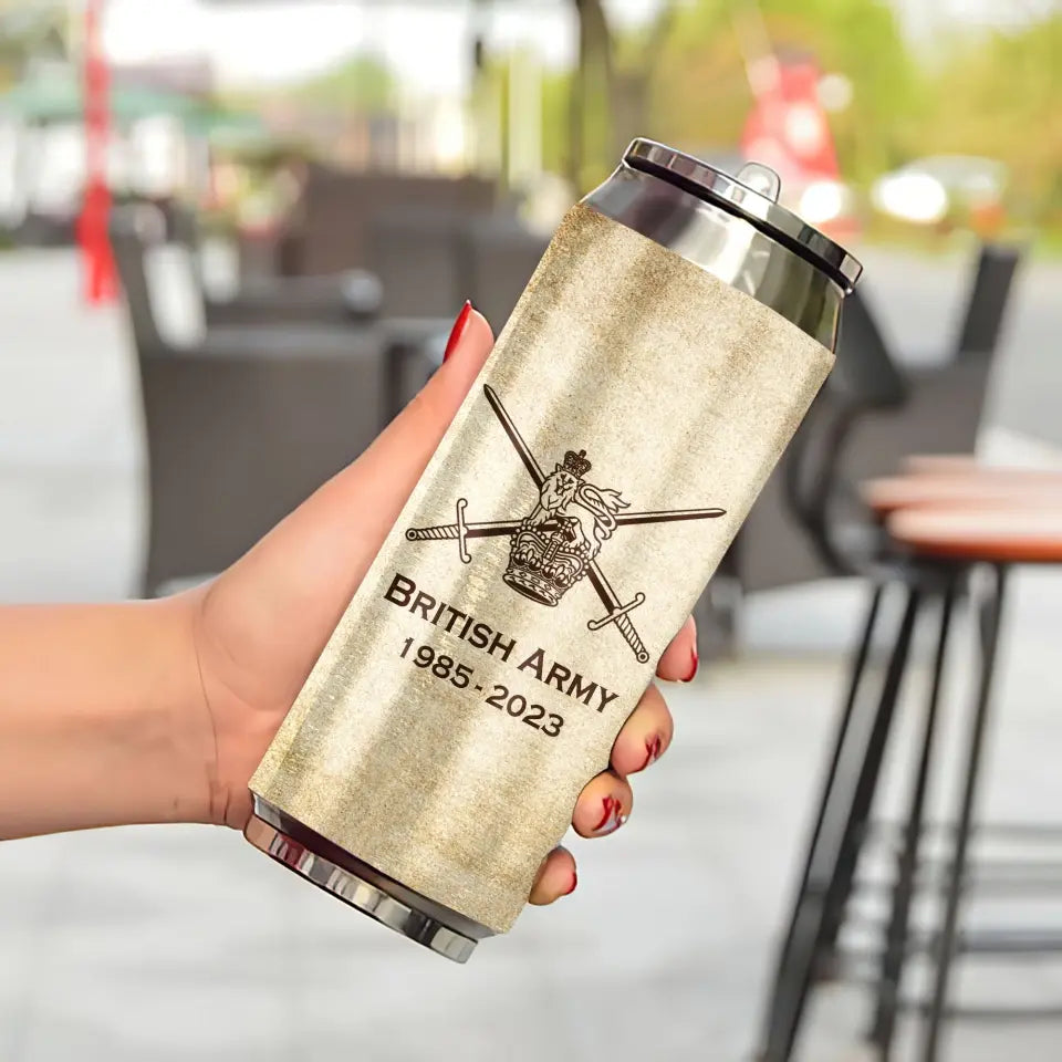 Personalized British Veteran Logo Custom Rank Camo & Name Stainless Steel 3D Print Cup Printed AHVA241945