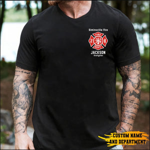 Personalized Firefighter Custom Name & Department T-shirt 2D Printed