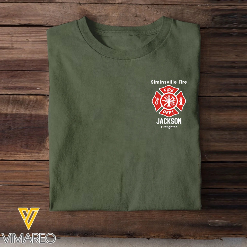 Personalized Firefighter Custom Name & Department T-shirt 2D Printed