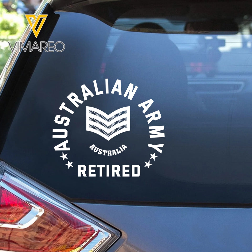 Personalized Australia Veteran/Soldier Rank Car Decal Printed