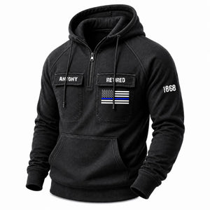 Personalized US Police Name & ID American Retro Hooded Sweatshirt Printed H1405