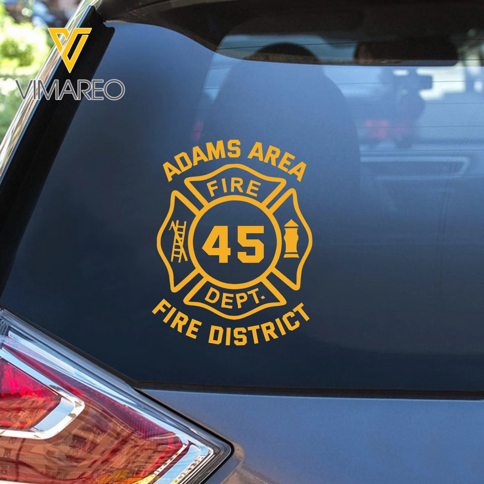 Personalized US  Firefighter Custom Name Department & ID Car Decal Printed