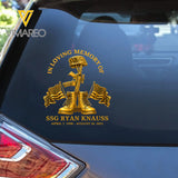 Personalized US Army In Loving Memory Of Custom Rank & Time Car Decal Printed