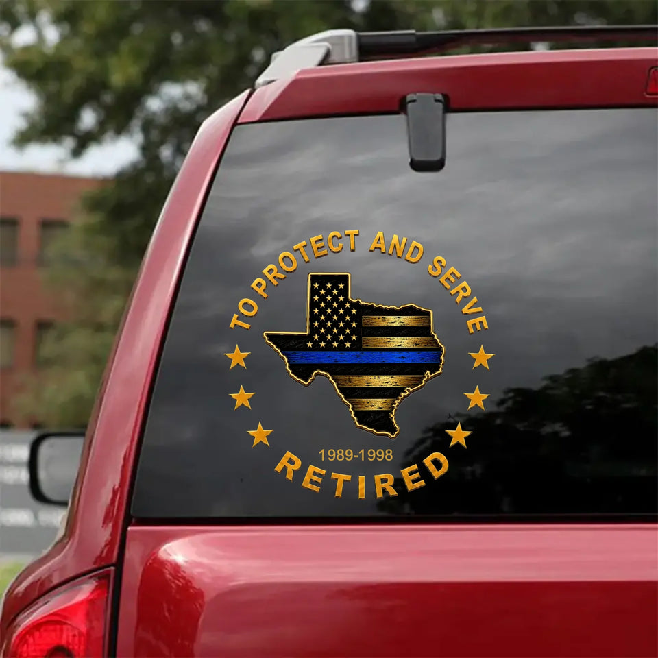 Personalized US Police Custom Map of States & Time Car Decal Printed