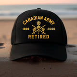 Personalized Canada Army Retired Custom Served Times Black Cap 2D Printed