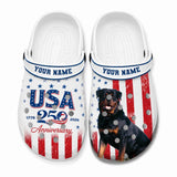 Personalized 250th Anniversary Rottweiler Dog Upload Image Clog Slipper Shoes Printed