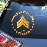 Personalized US Military Veteran Custom Logo & Name Rank Car Decal Printed