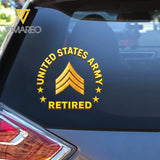 Personalized US Military Retired Custom Rank Car Decal Printed