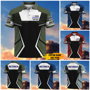 Premium Retired Blue Thin Line Police Polo Shirt 1300326, Gifts For Officers Gifts For Police Man