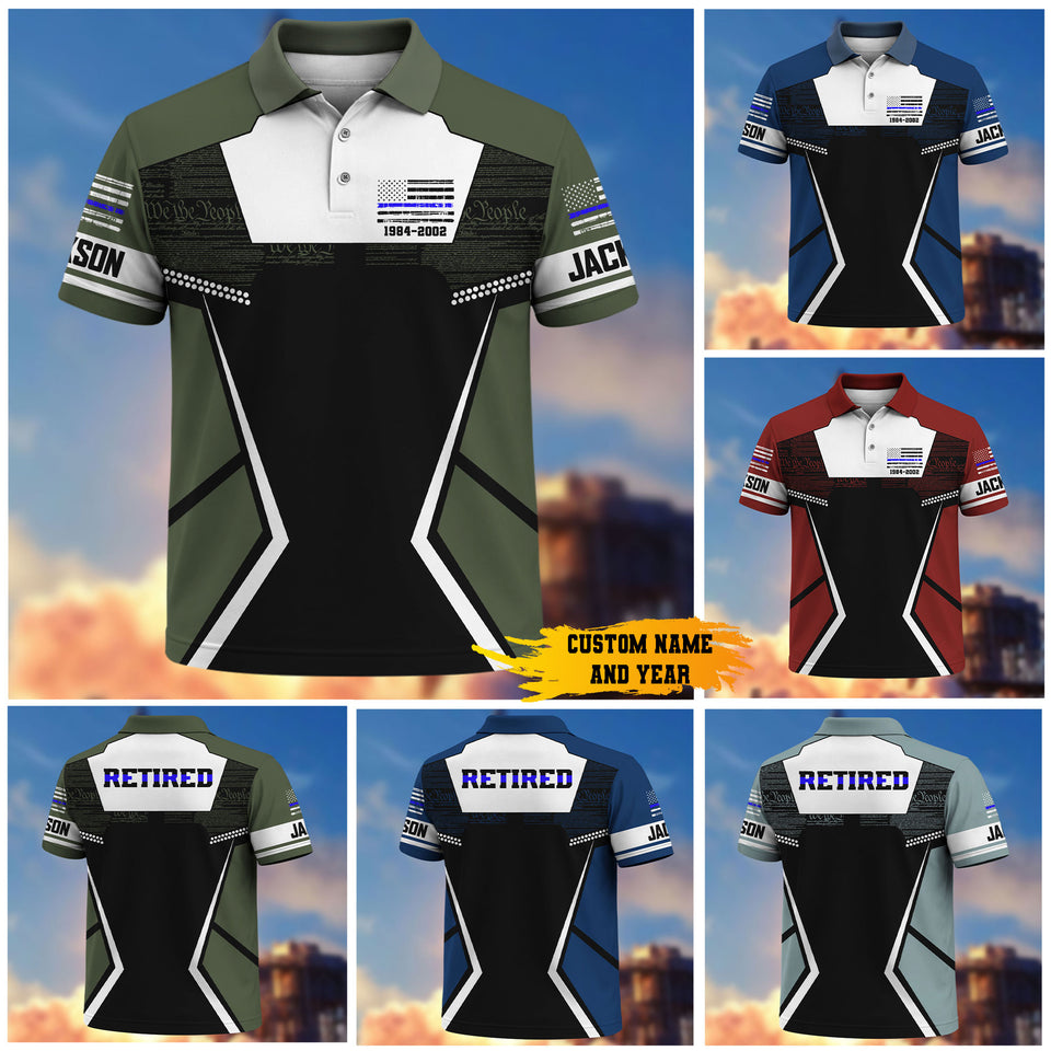 Premium Retired Blue Thin Line Police Polo Shirt 1300326, Gifts For Officers Gifts For Police Man