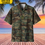 Personalized US Veteran Camo Branch Logo Custom Ranks Name & Years Hawaii Shirt Printed 0704