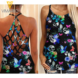 SKDT Criss-Cross Open Back Camisole Tank Top Legging