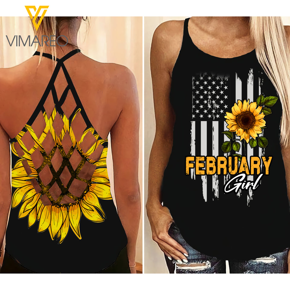 February Girl Criss-Cross Open Back Camisole Tank Top Legging CMER2