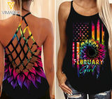 February Girl Criss-Cross Open Back Camisole Tank Top Legging HFJEY2