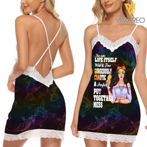 CUSTOMIZED HIPPIE LACE CROSS SUSPENDER SKIRT NEYQ19