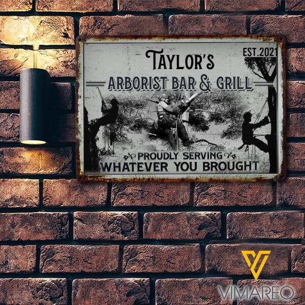 Personalized Arborist Bar & Grill Printed Metal Sign JUE-QH28